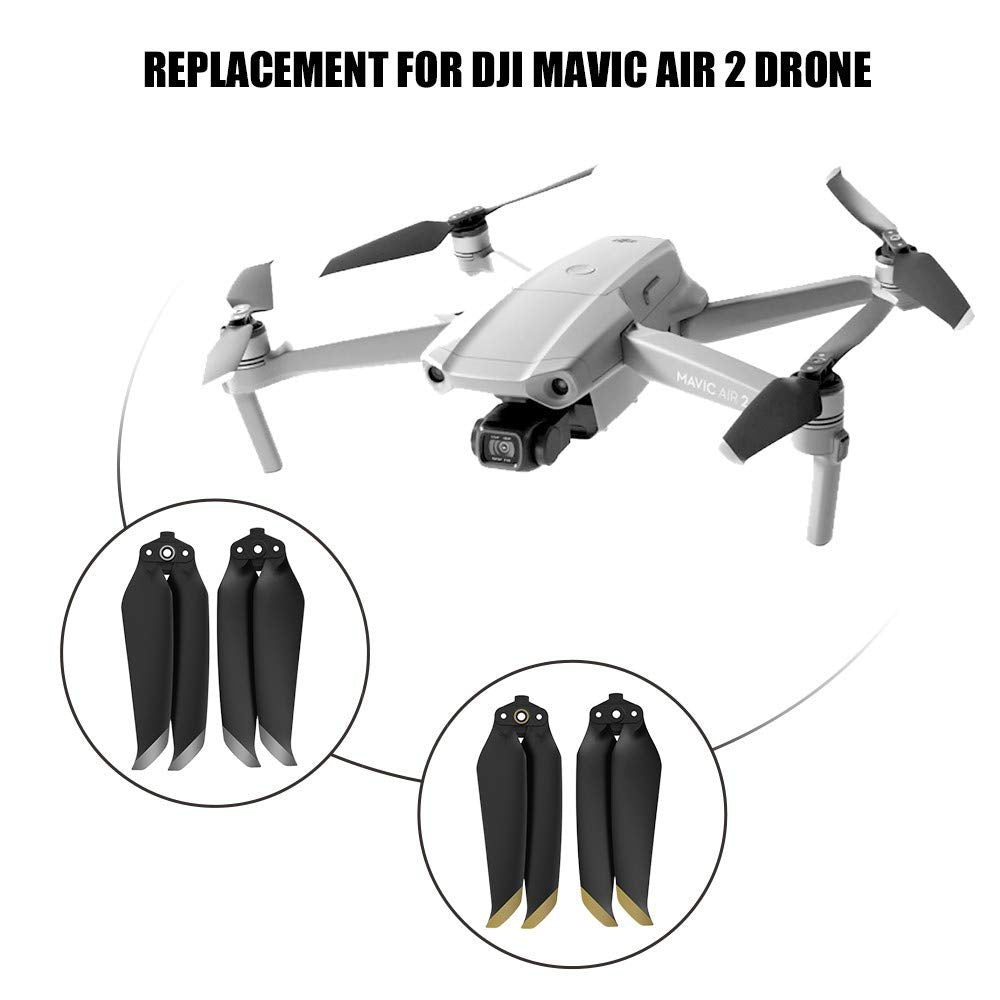 DJI Mavic Air 2 Low-Noise Propellers – Quick Release Drone Blades Set (4pcs, Black)