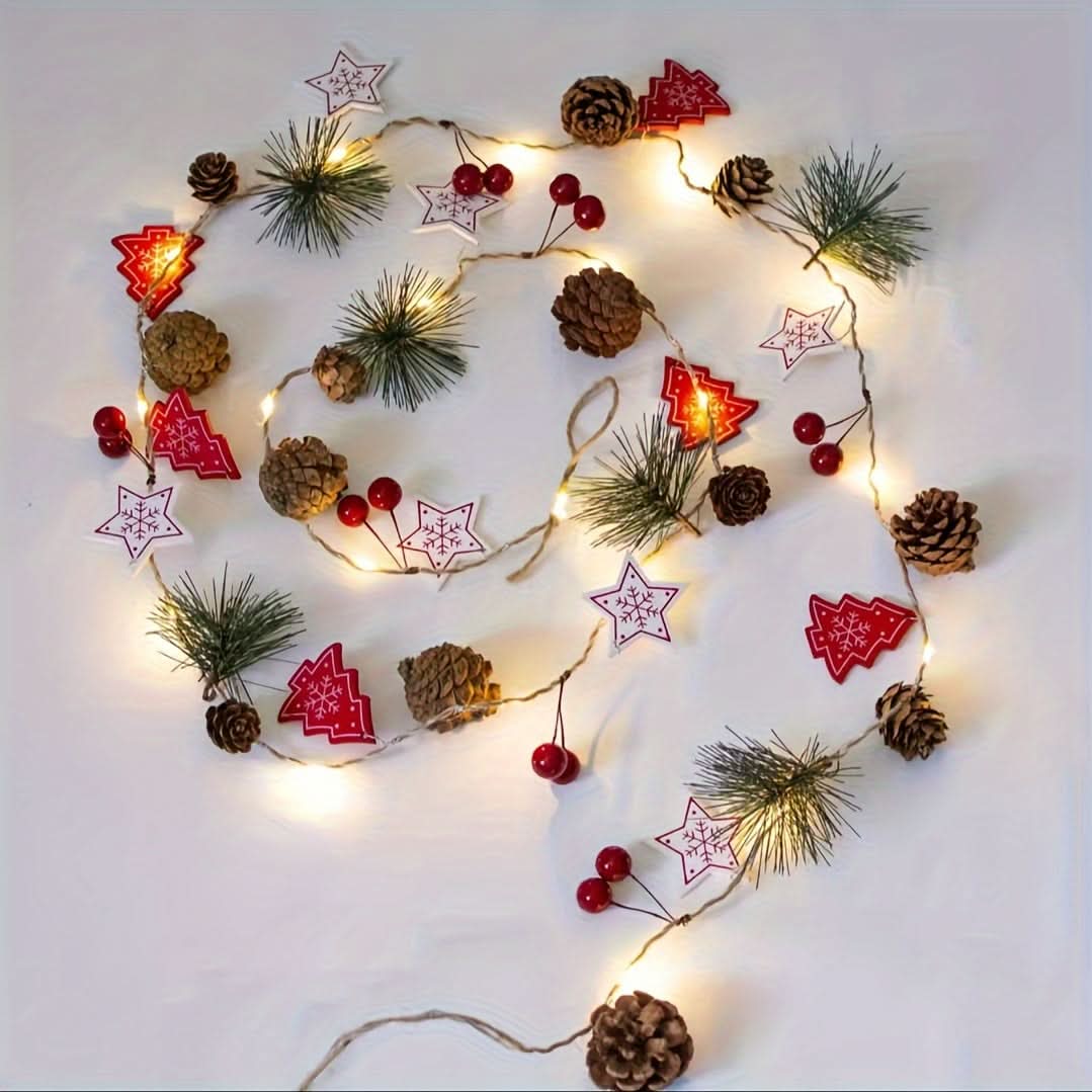 Christmas LED Decorative String Lights with Pinecones