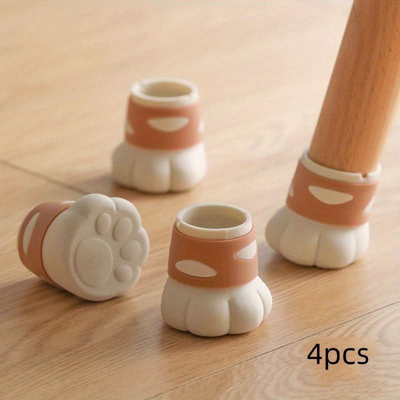 4pcs Cat Paw Chair Leg Protectors - Silicone Felt Furniture Leg Covers