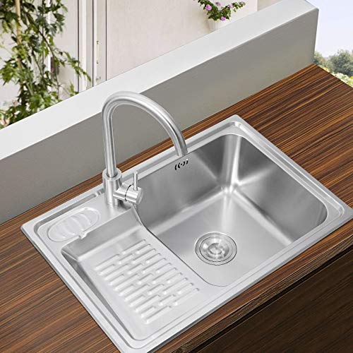 JYDQM Laundry Tub Balcony Household Stainless Steel Laundry Sink with Washboard One-Piece Large Made Kitchen Sink