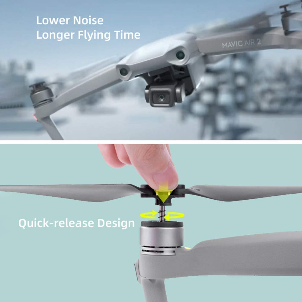 DJI Mavic Air 2 Low-Noise Propellers – Quick Release Drone Blades Set (4pcs, Black)