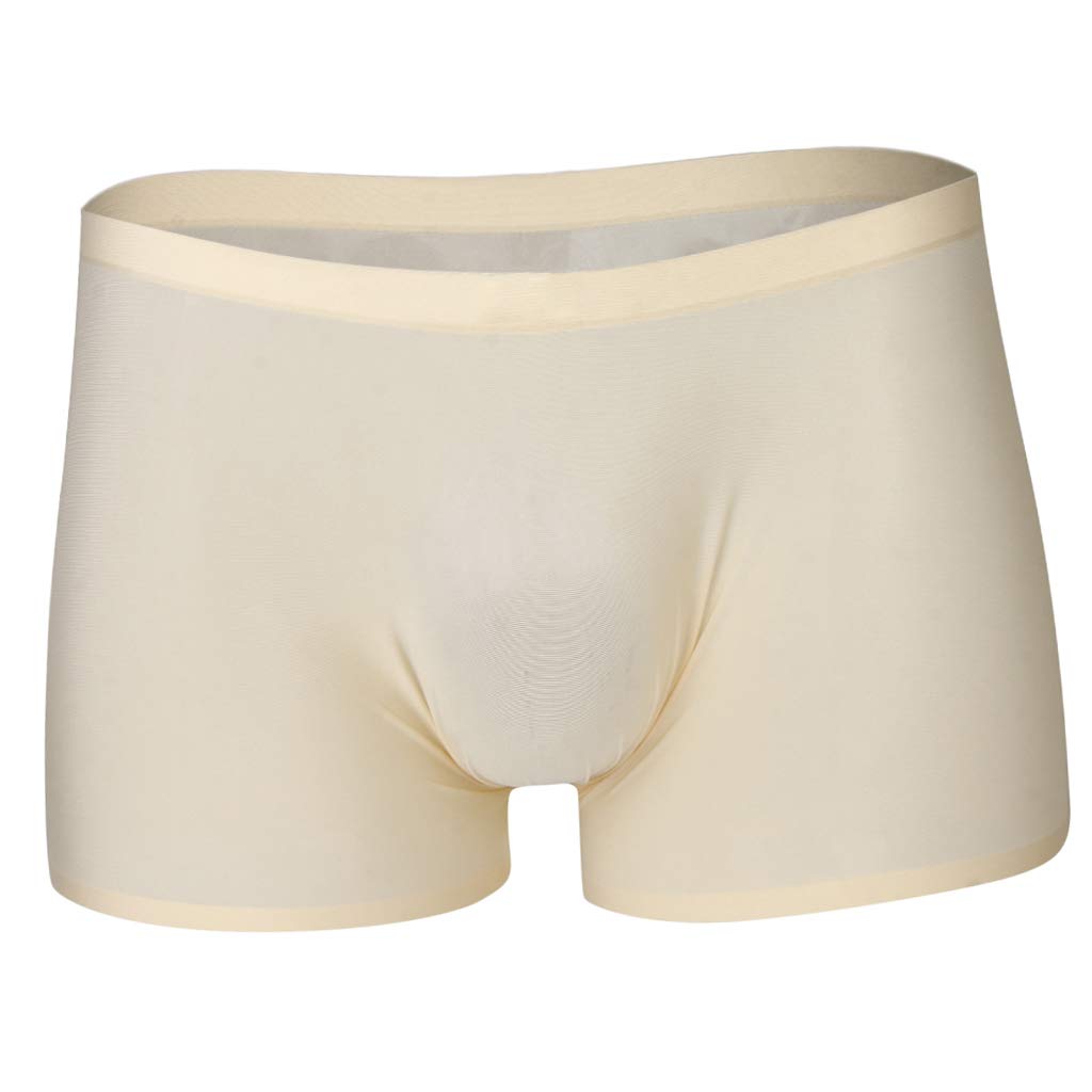 Men’s Seamless Silk-Feel Boxer Briefs – Soft Underwear for Daily Comfort (Skin Color, L)