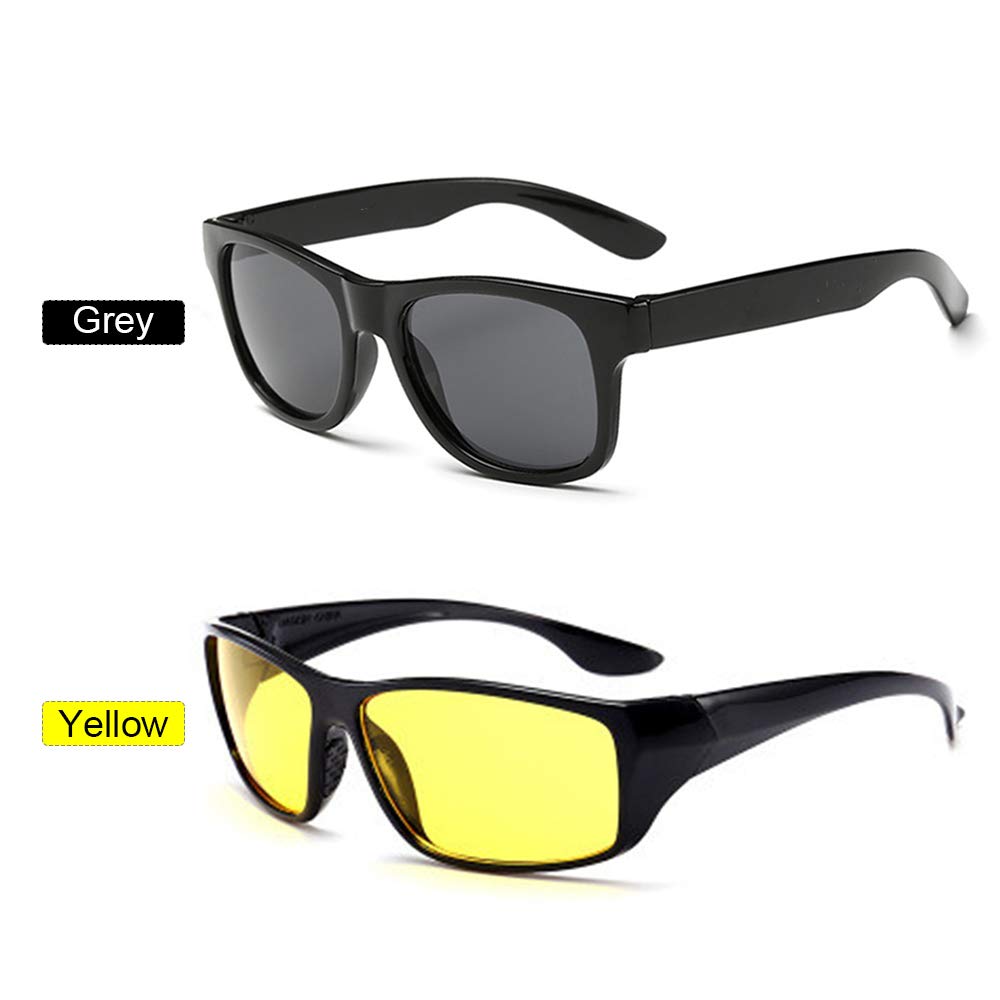 Grey Night Driving Glasses for Men – Anti-Glare Polarized Sunglasses with Full Rim Frame