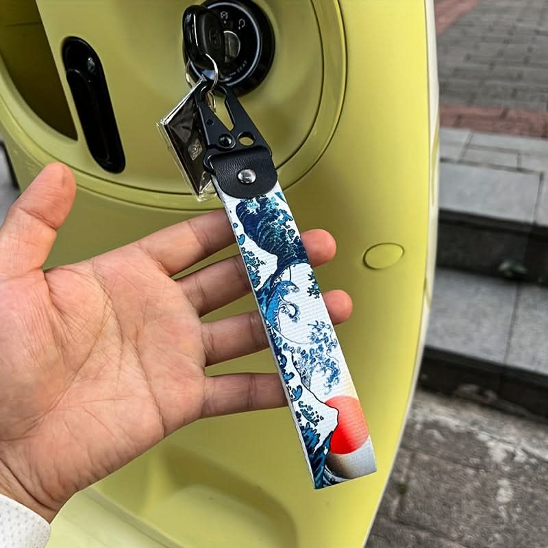 Premium Nylon Car & Motorcycle Keychain – Wave Design