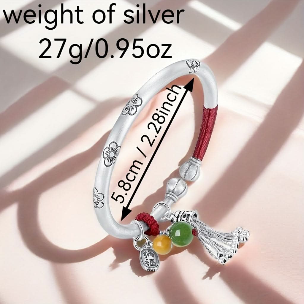 Vintage 999 Silver Adjustable Bracelet for Women