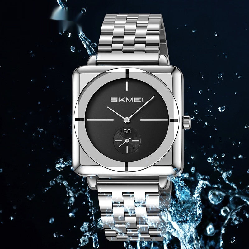 Skmei 2413 Square Steel Band Stylish Standalone Seconds Quartz Watch For Men