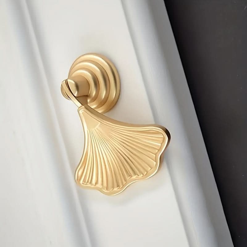 10 Pcs Polished Metal Ginkgo Leaf Drawer Knobs with Lock & Key