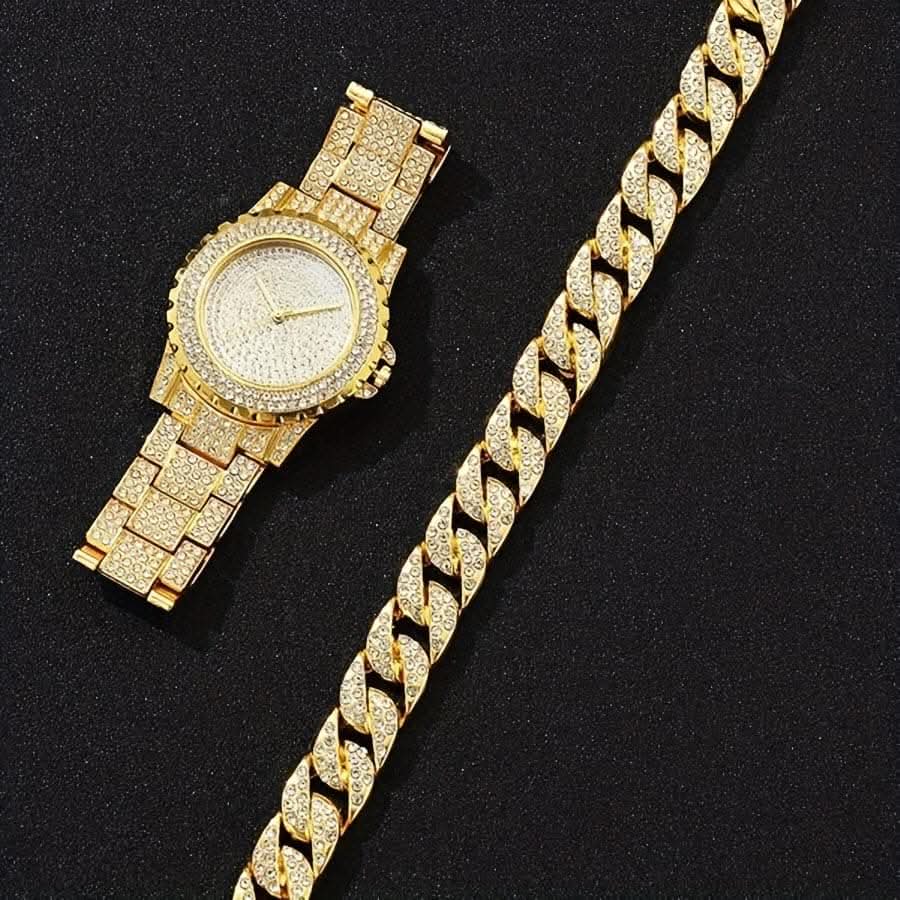 Men's Quartz Watch & Bracelet Set – Perfect Gift Choice