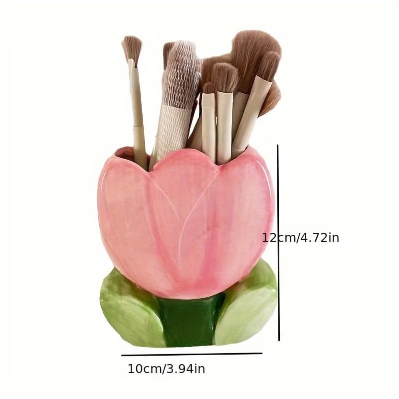 Vibrant Makeup Brush Storage Bucket - Multi-Functional Desktop Organizer
