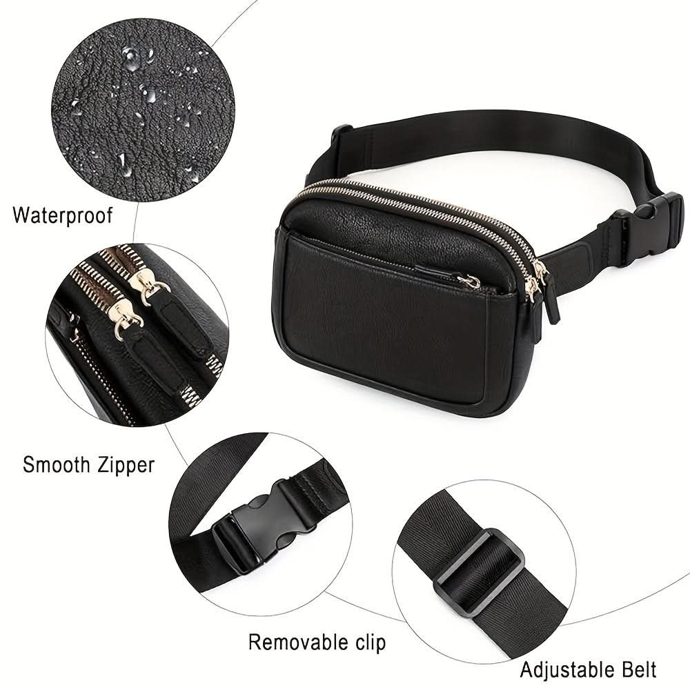 PU Leather Crossbody Waist Bag – Lightweight, Durable with Adjustable Strap