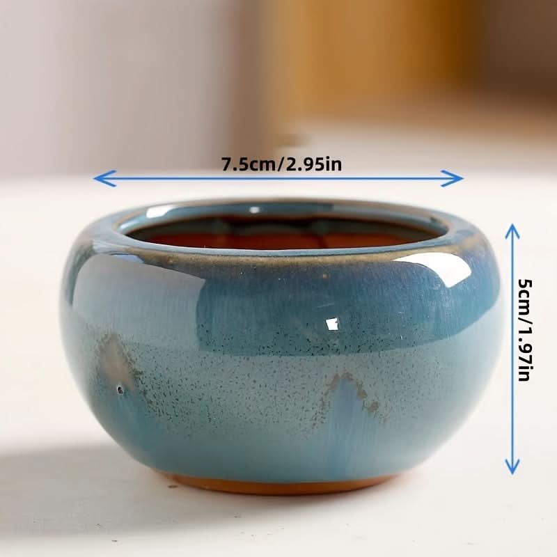 5-Piece Handcrafted Blue Ceramic Mini Succulent Planter Set