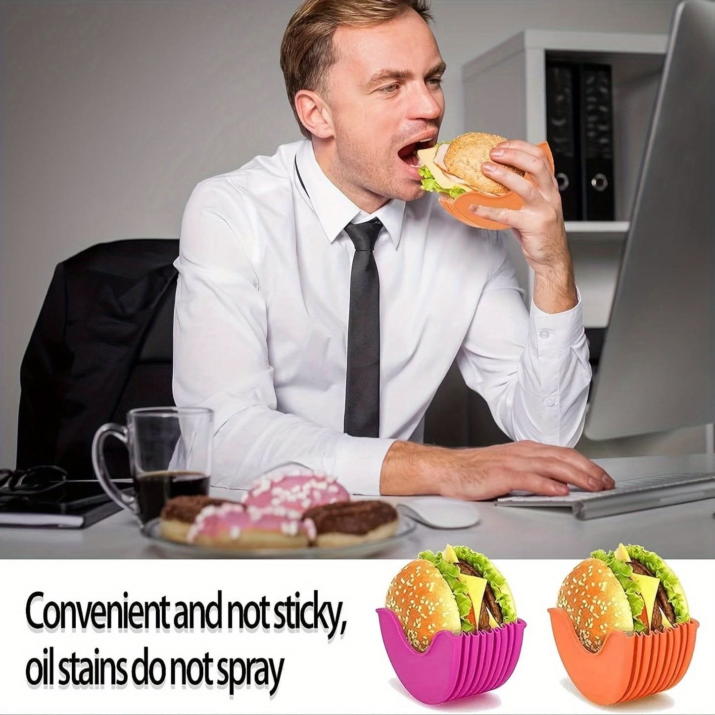 Silicone Hamburger Holder Set - No-Mess, Portable Trays