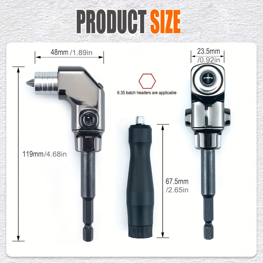 90° Angle Screwdriver - Compact Steel Tool