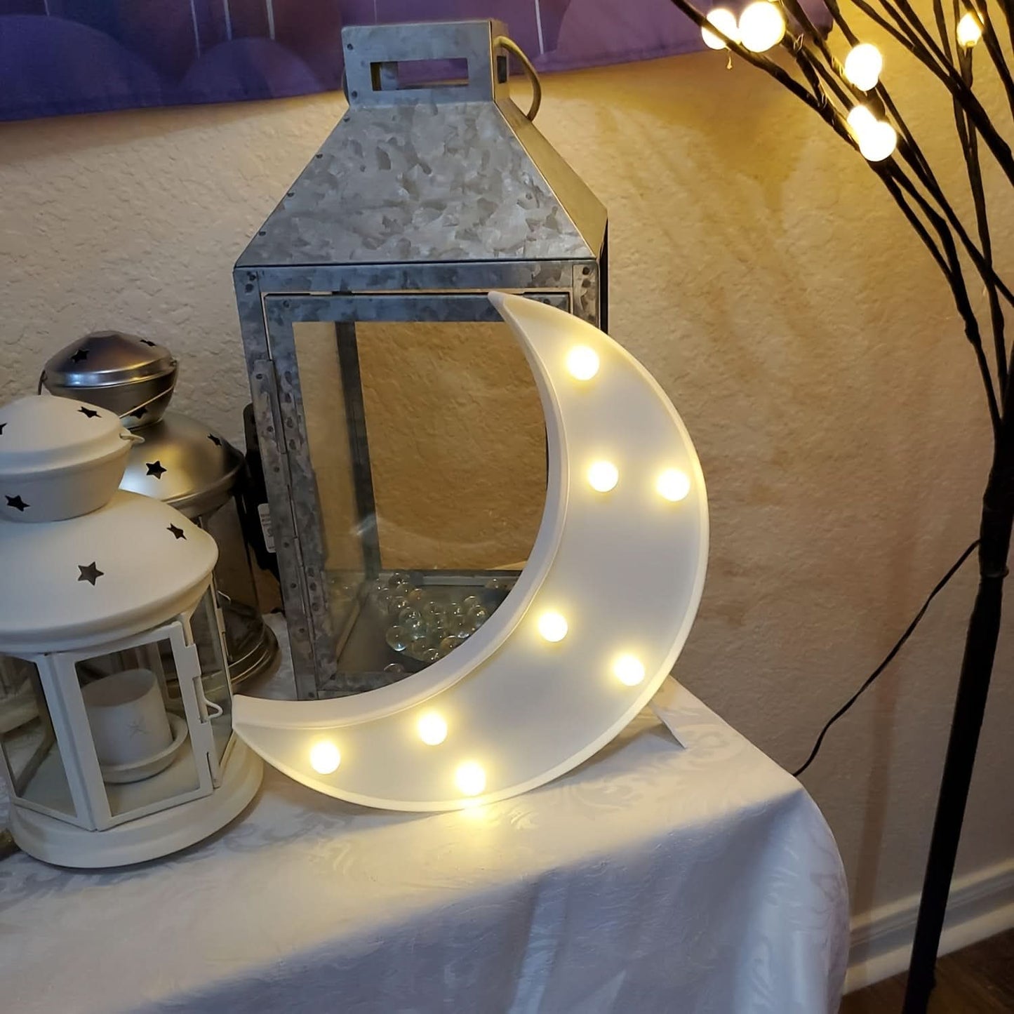 3pcs LED Crescent Moon & Star Cloud Night Lights – Wall-Mountable Decor