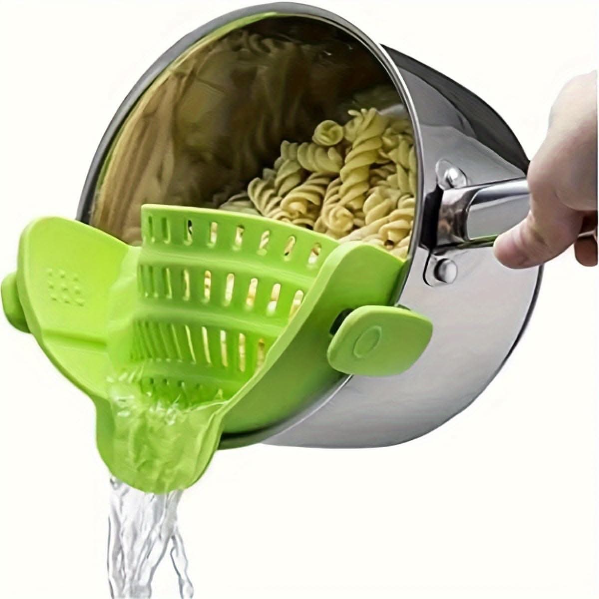 Adjustable Silicone Pot Strainer – Clip-On Kitchen Tool for Pots, Pans, and Bowls