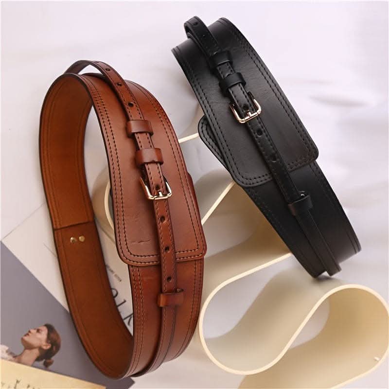 Premium Wide Leather Belt – Classic Pin Buckle