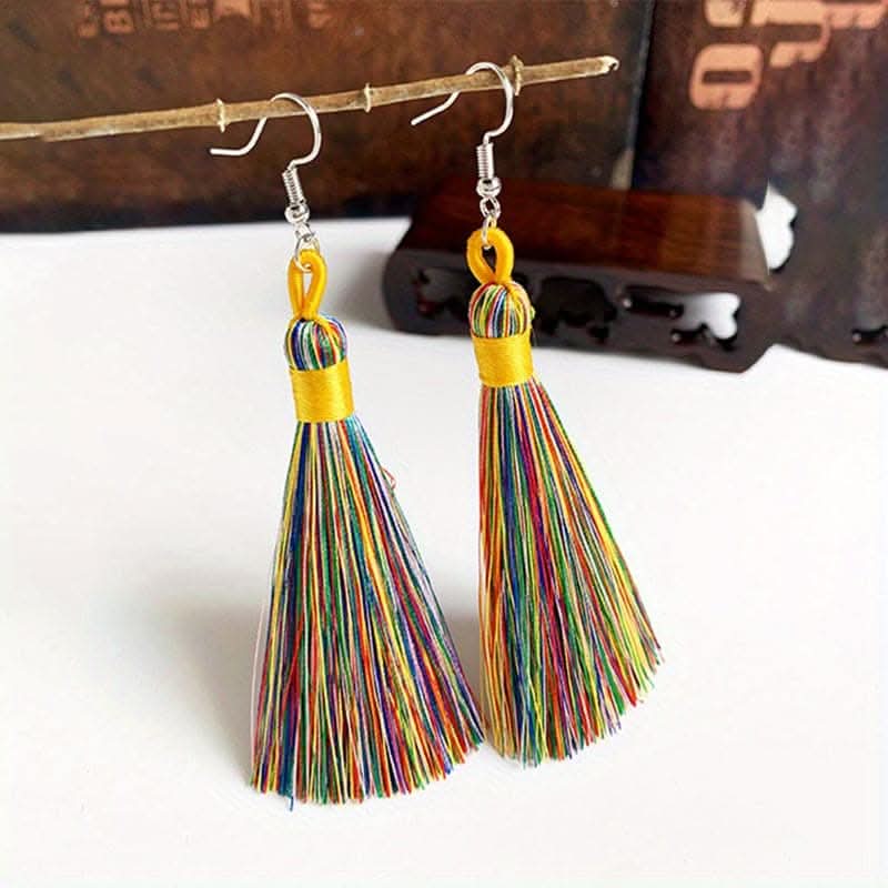 Colorful Tassel Dangle Earrings – Boho Ethnic Style