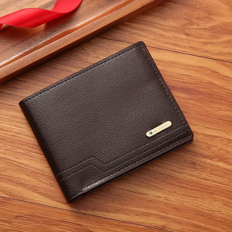 Men's Short Wallet with Money Clip – Casual Lychee Pattern