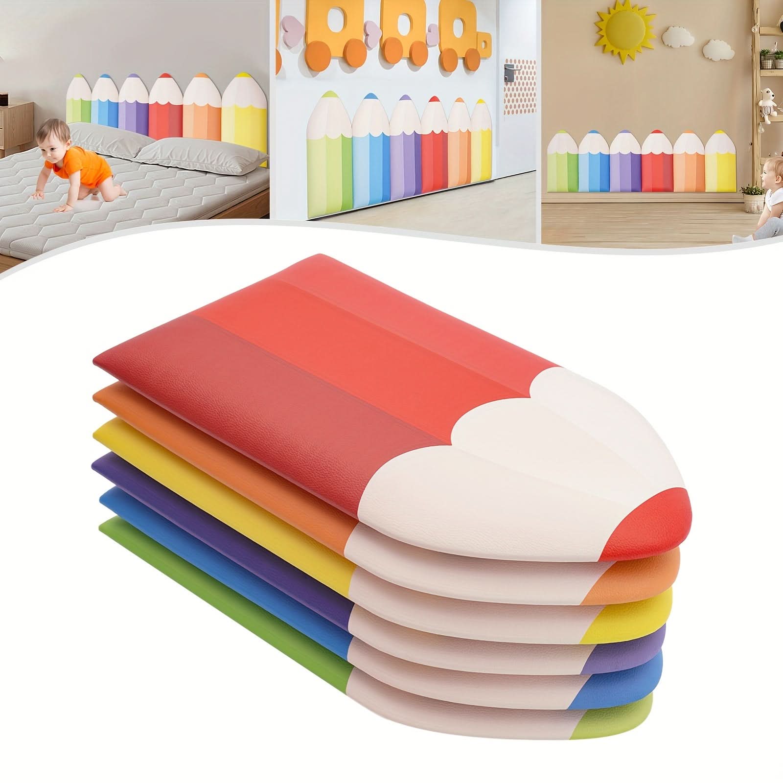 6-Piece 3D Pencil-Shaped Wall Padding