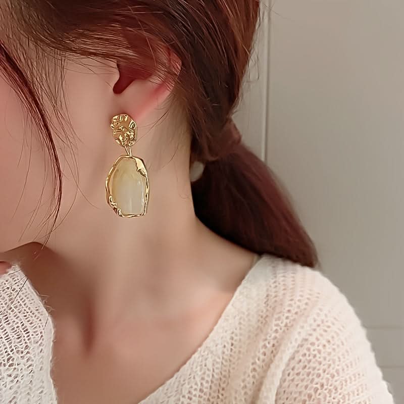 Vintage Contrast Resin Drop Earrings, 2-Pair Set