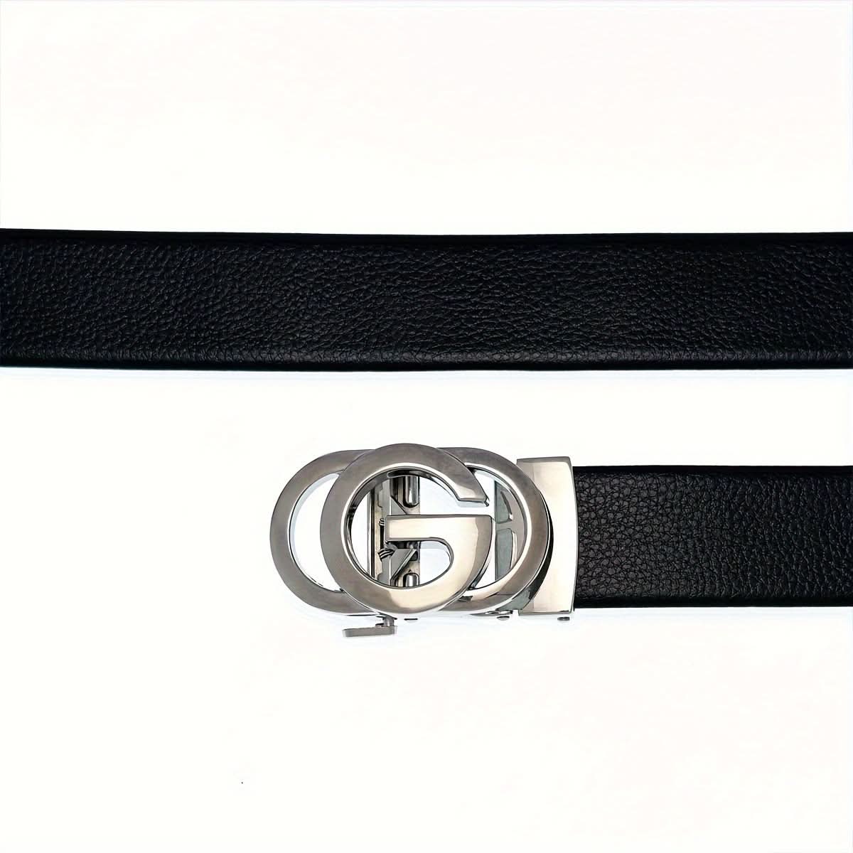 Men's Leather Belt with Automatic Alloy Buckle