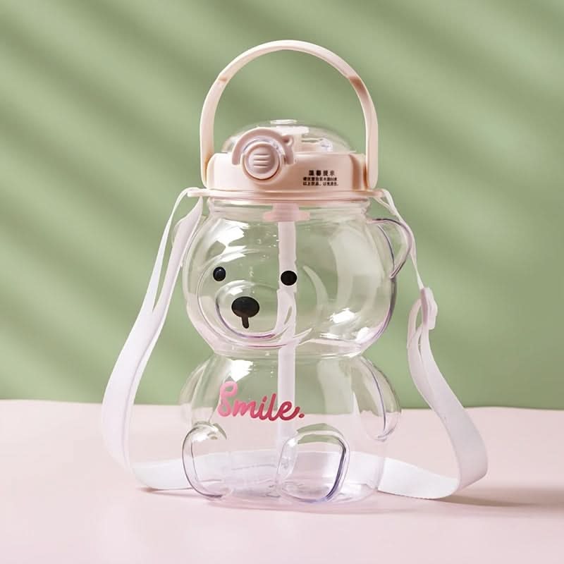 1000ml Kids' Cartoon Bear Straw Bottle – BPA-Free