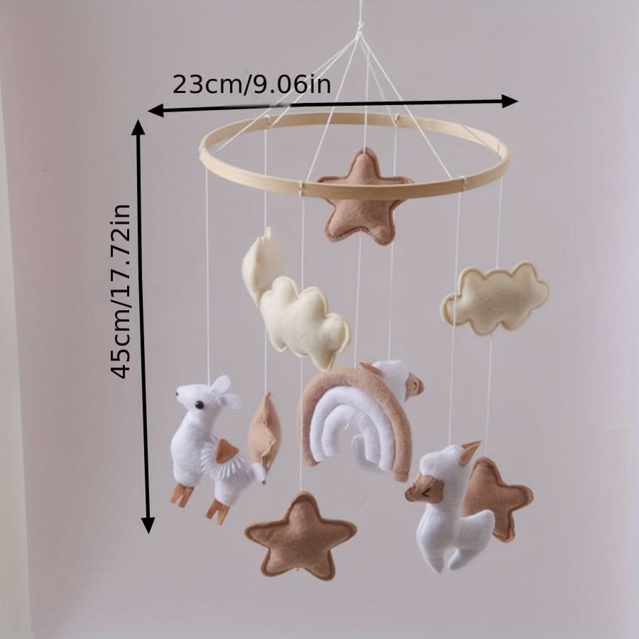 Handmade Baby Plush Animal Mobile – Crib Hanging Toy with Sheep, Clouds & Stars