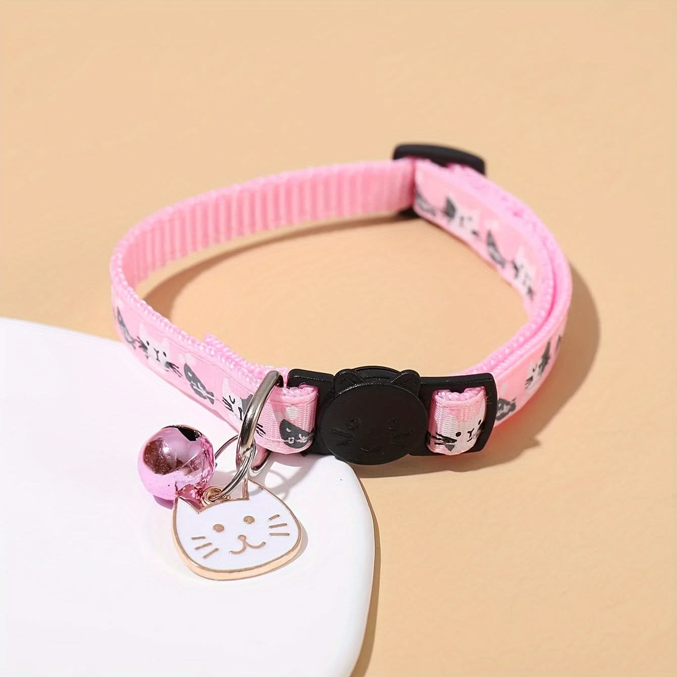 Adjustable Cartoon Pattern Cat Collar with Bell