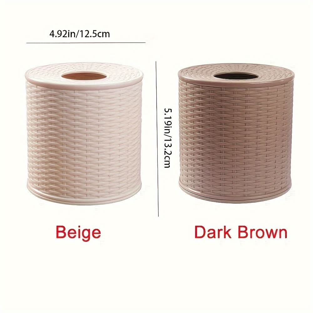 Round Woven PVC Tissue Box Holder – Home & Office Decor