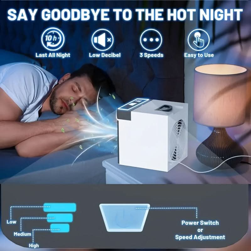Mini Portable Air Conditioner Fan – USB Powered with 3 Speeds