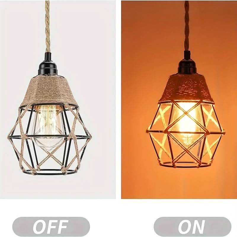 11.5ft Rustic Hemp Rope Pendant Light