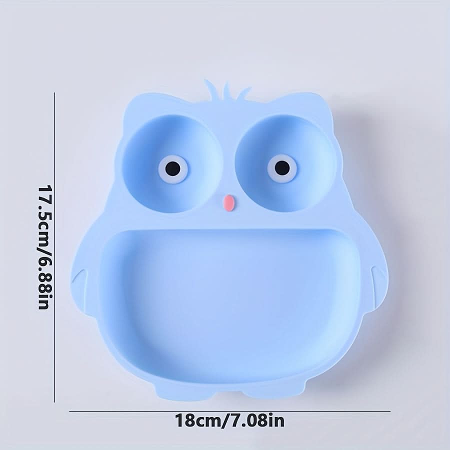 Silicone Owl-Shaped Baby Feeding Plate with Suction Cup