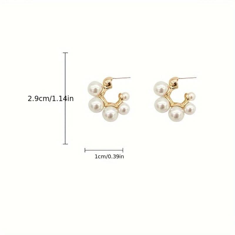 Needle Fashionable C-Shaped Pearl Stud Earrings - Elegant Jewelry for Parties