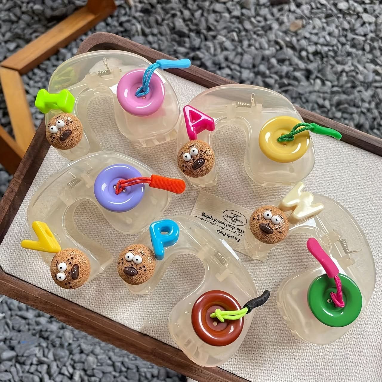 5Pcs Button Biscuit Hair Claw Clips Set