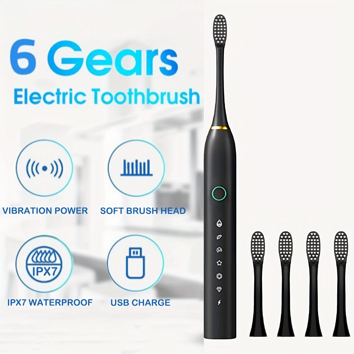 28000 VPM Electric Toothbrush – 6-Speed Rechargeable