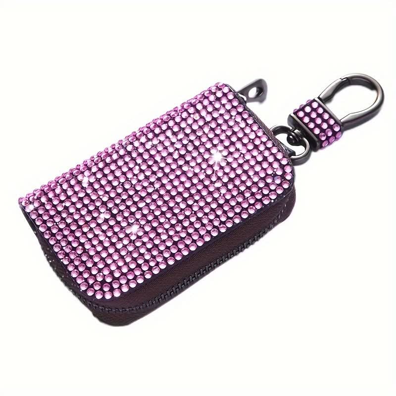 Rhinestone Car Key Case – PU Leather, Sparkling Protection