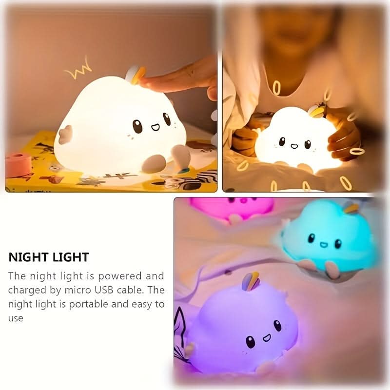 Cloud-Shaped LED Night Light - USB Rechargeable Touch Lamp for Bedside