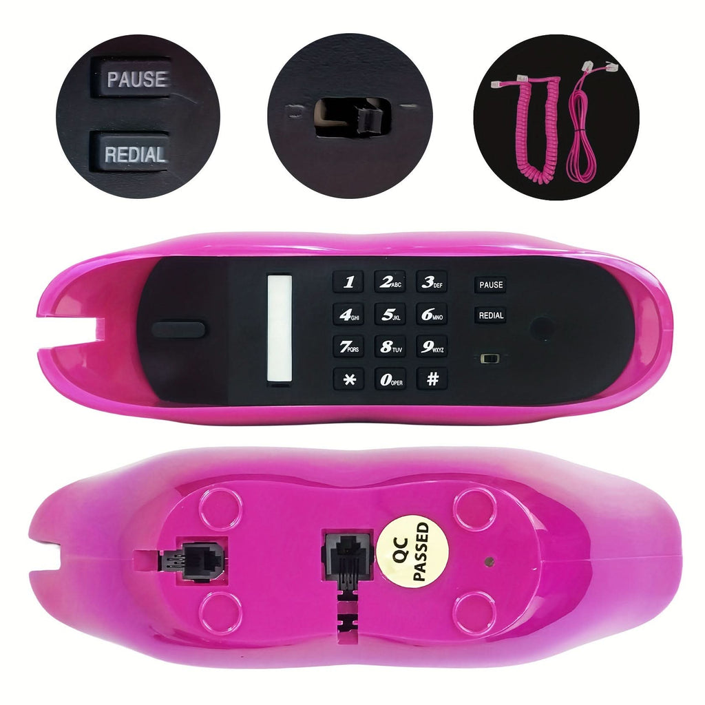 Vintage Lip-Shaped Retro Landline Phone – Stylish Cartoon Design