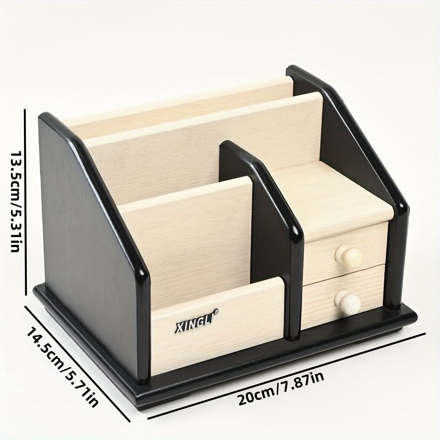 Wooden Desk Organizer with Drawers, Multifunctional