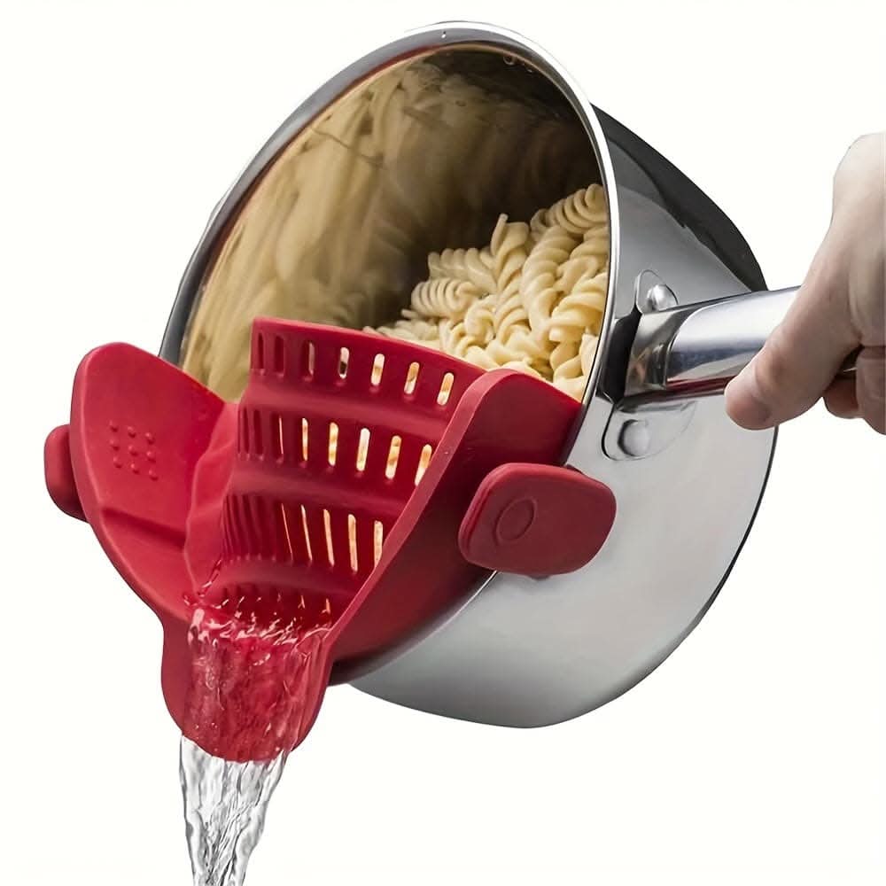Adjustable Silicone Pot Strainer – Clip-On Kitchen Tool for Pots, Pans, and Bowls