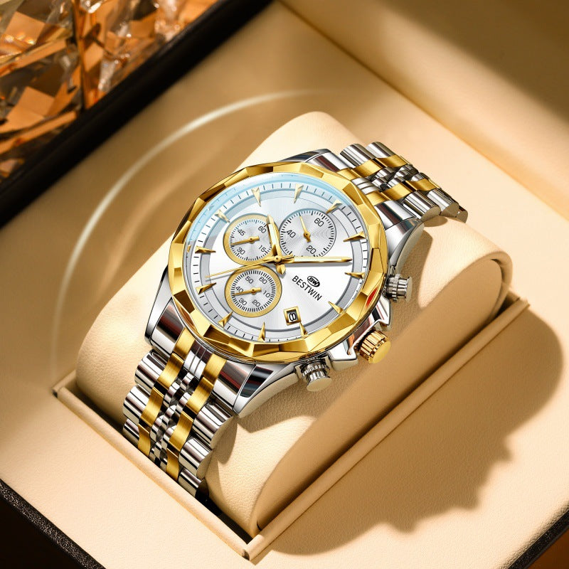 Bestwin BW1734 Luminous thin steel quartz watch for men