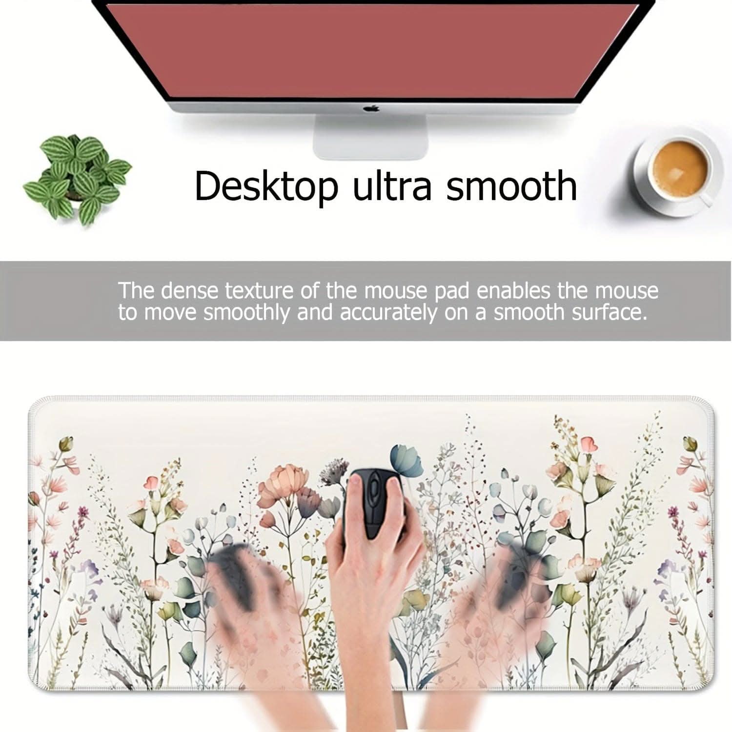 Floral Large Mouse Pad - Extended Desk Mat