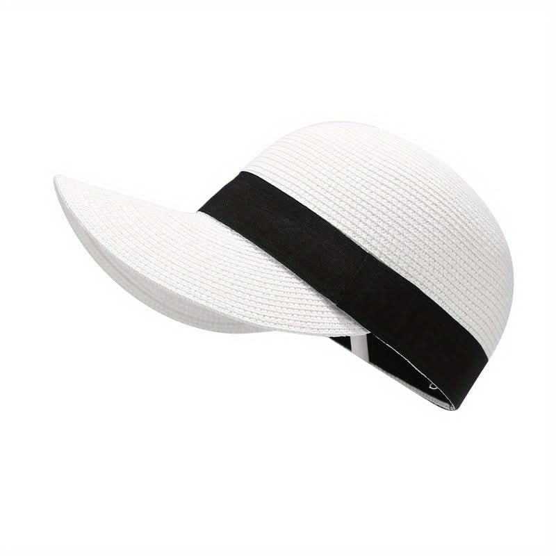 Women's Straw Sun Visor Hat – Wide Brim, UV Protection, Breathable & Stylish