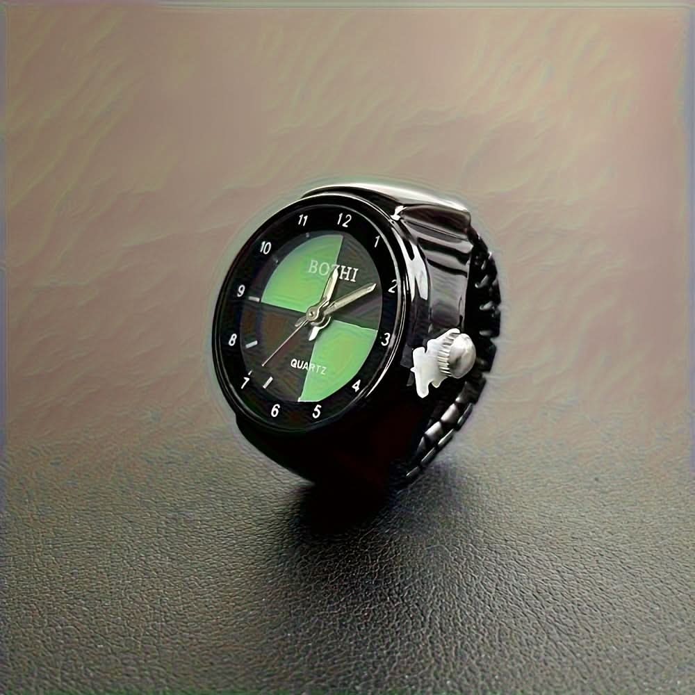 Black Quartz Ring Watch – Casual Unisex Digital Finger Watch