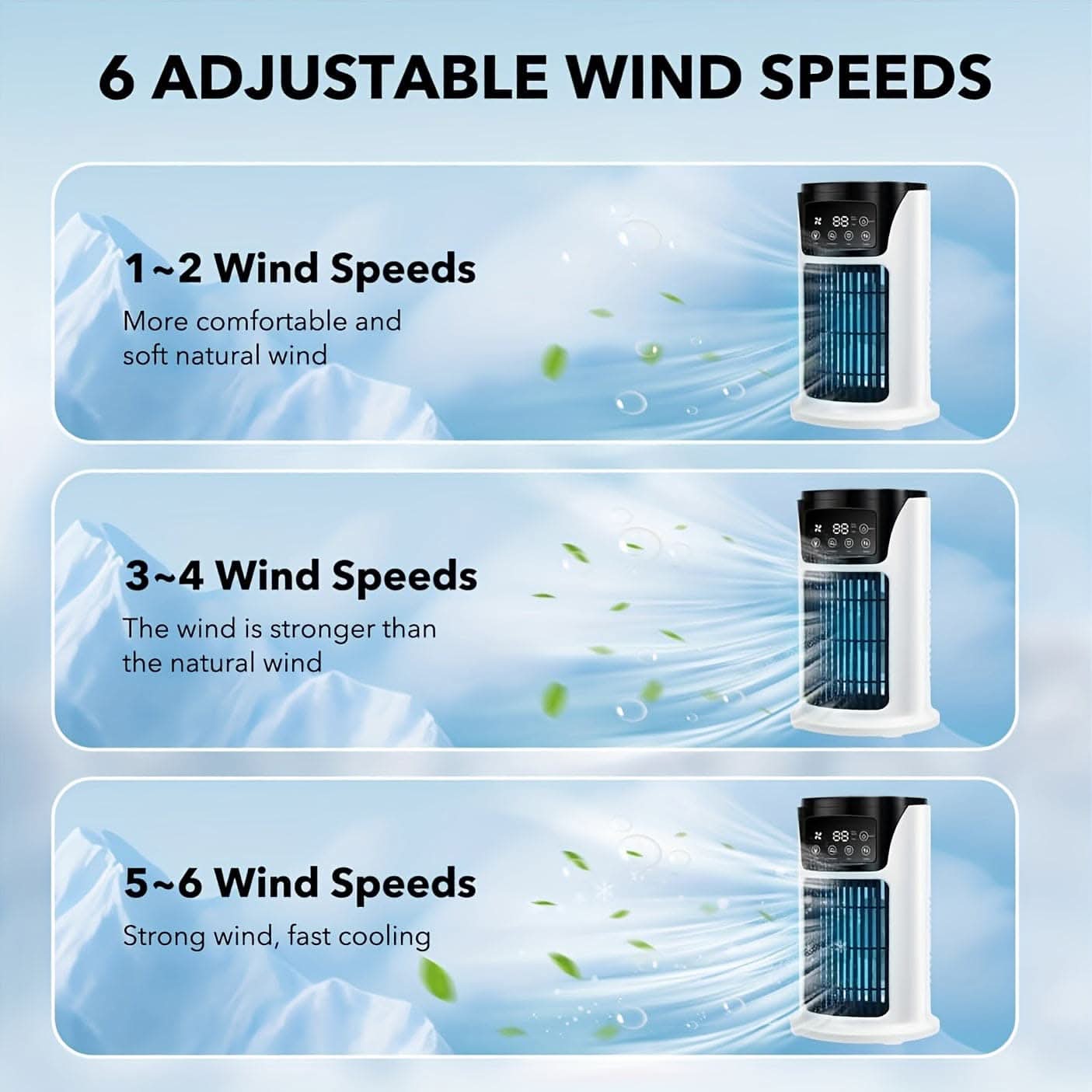 3-In-1 Portable Air Conditioner, Humidifier & Fan with Atmosphere Light