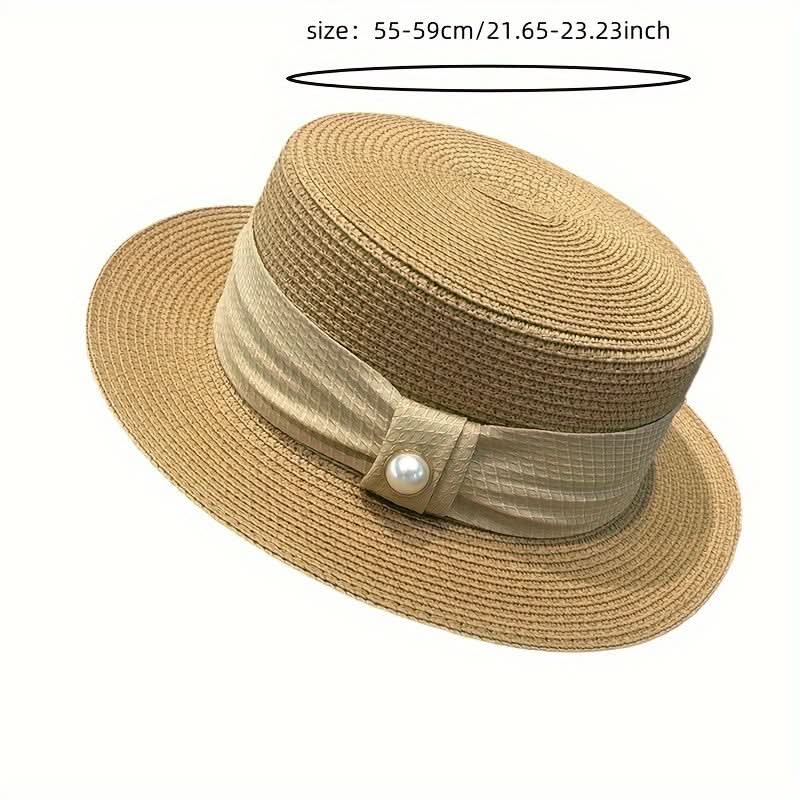 Women’s Straw Sun Hat – Flat Top UV Protection Hat