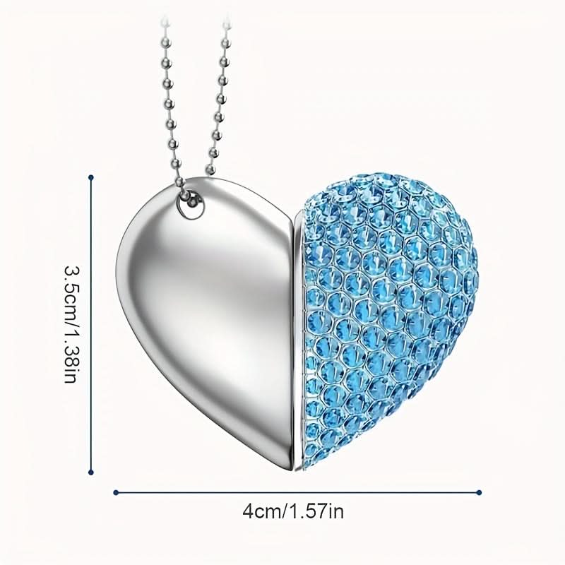 64GB Heart-Shaped Crystal USB Drive – Blue