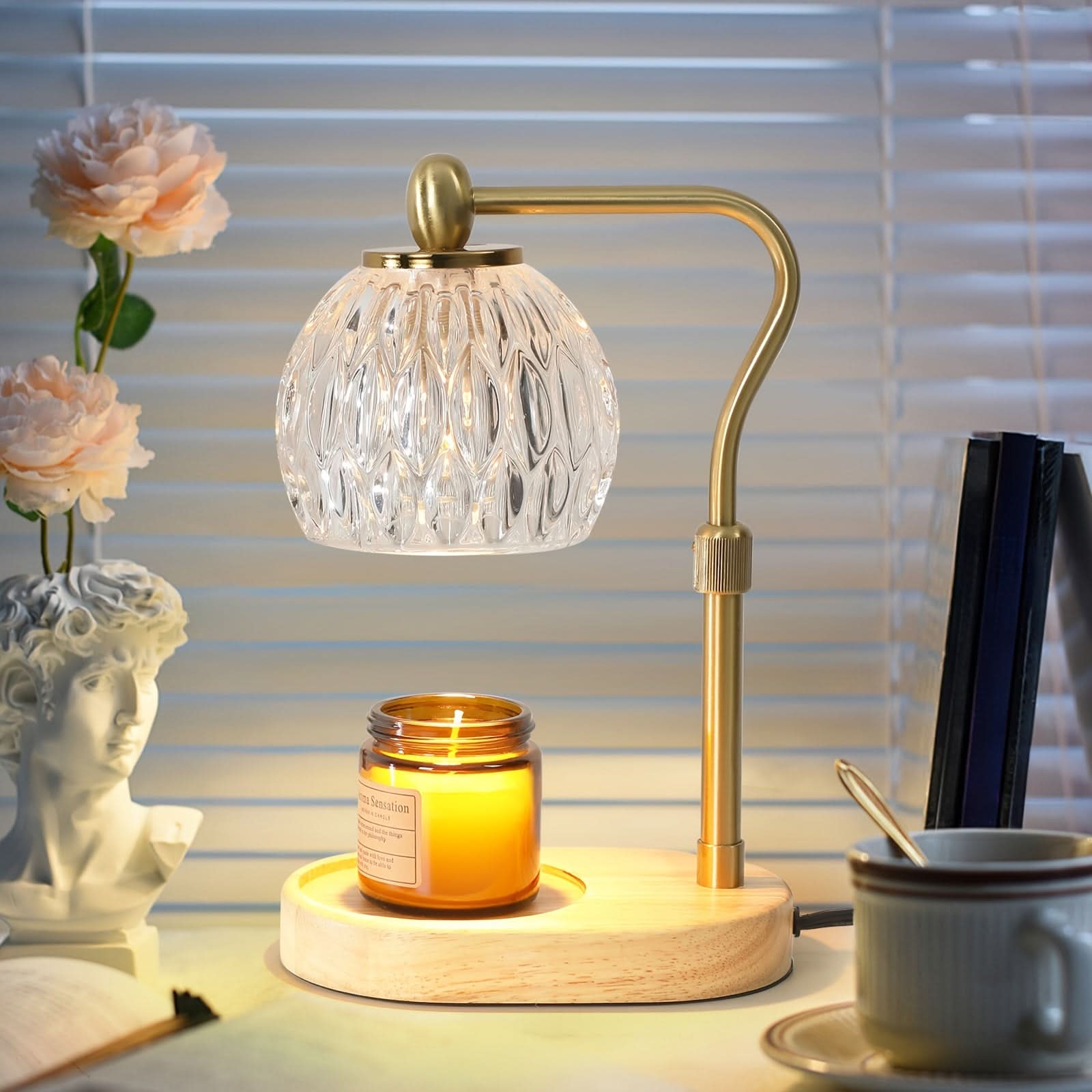 Adjustable Glass Candle Warmer Lamp with Timer