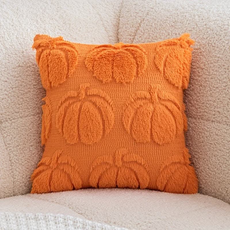 Chic Pumpkin Geometric Wool Cushion Cover