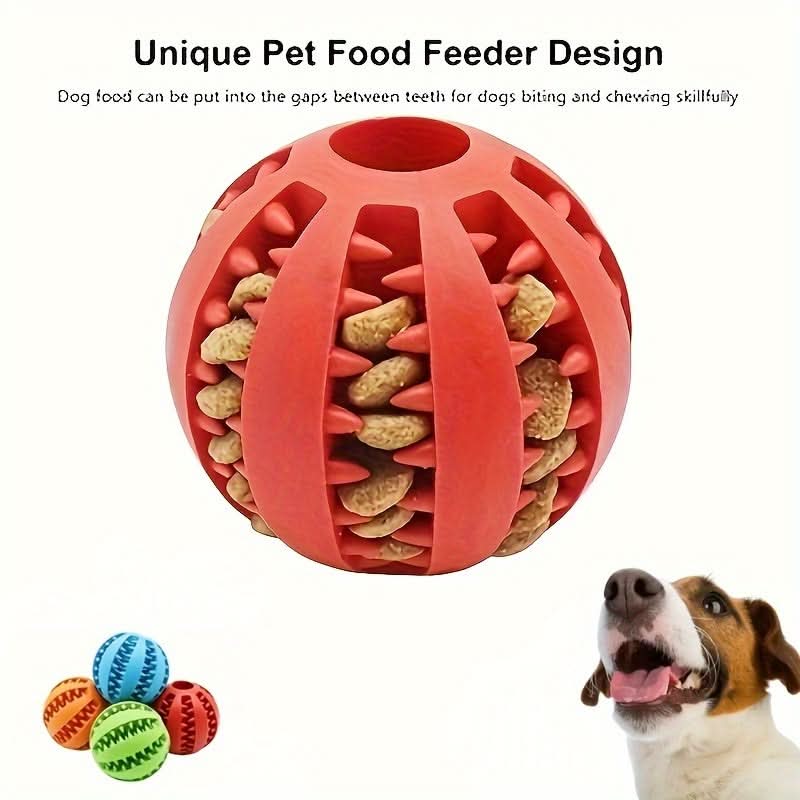 Interactive Rubber Dog Ball Toy – Chew, Dispense, and Clean Teeth